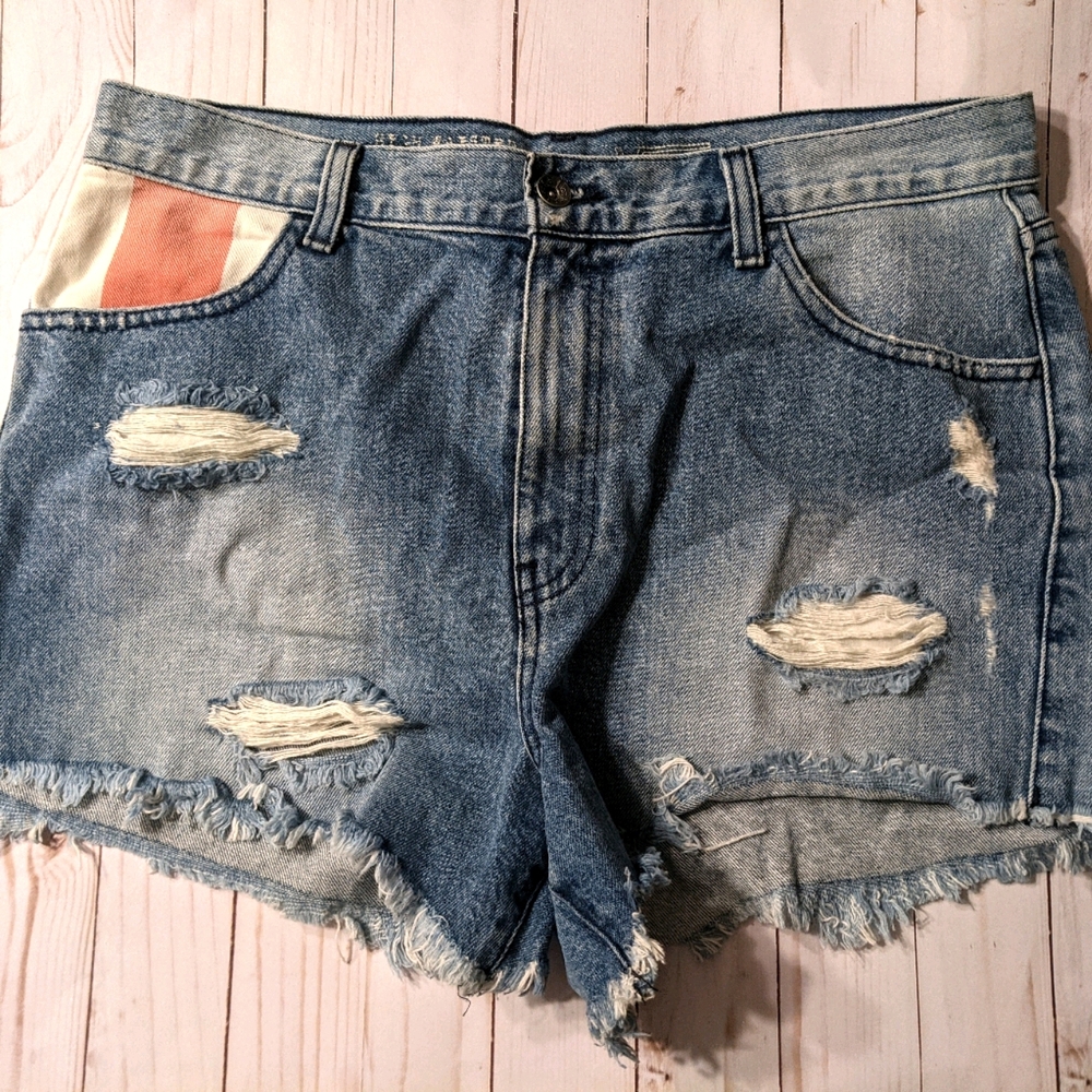 Vans High Waisted Distressed Jean Shorts